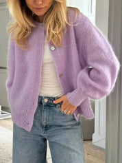Celeste Ravenwood | Fluffy Button-Front Cardigan For Women