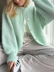 Celeste Ravenwood | Fluffy Button-Front Cardigan For Women