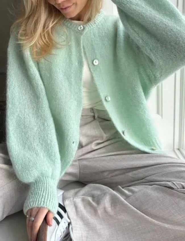 Celeste Ravenwood | Fluffy Button-Front Cardigan For Women