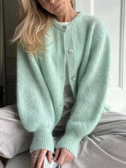 Celeste Ravenwood | Fluffy Button-Front Cardigan For Women