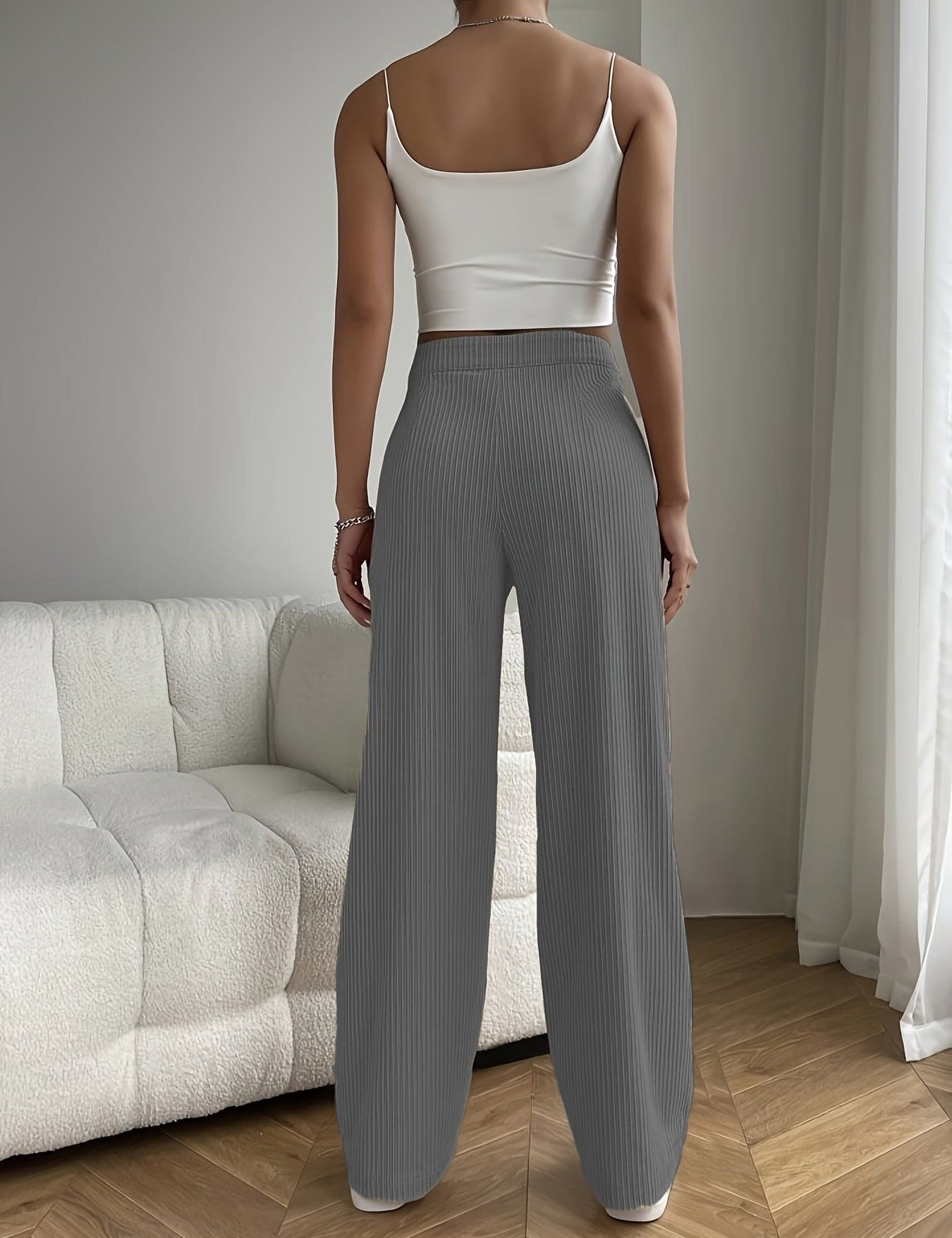 Vivienne Ashgrove | High Waist Wide Leg Corduroy Trousers For Women