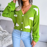 Harriet Dunmore | Cloud Print Cropped Cardigan For Women