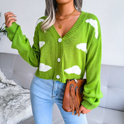 Harriet Dunmore | Cloud Print Cropped Cardigan For Women