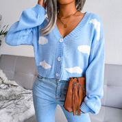 Harriet Dunmore | Cloud Print Cropped Cardigan For Women