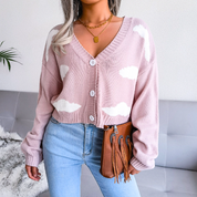 Harriet Dunmore | Cloud Print Cropped Cardigan For Women