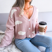 Harriet Dunmore | Cloud Print Cropped Cardigan For Women