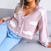 Harriet Dunmore | Cloud Print Cropped Cardigan For Women
