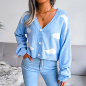 Harriet Dunmore | Cloud Print Cropped Cardigan For Women