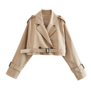 Sophia Dunleigh | Cropped Belted Trench Coat For Women