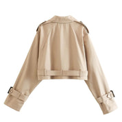 Sophia Dunleigh | Cropped Belted Trench Coat For Women