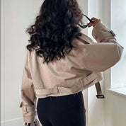 Sophia Dunleigh | Cropped Belted Trench Coat For Women