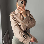 Sophia Dunleigh | Cropped Belted Trench Coat For Women