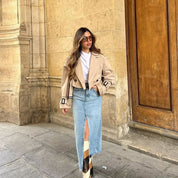 Sophia Dunleigh | Cropped Belted Trench Coat For Women
