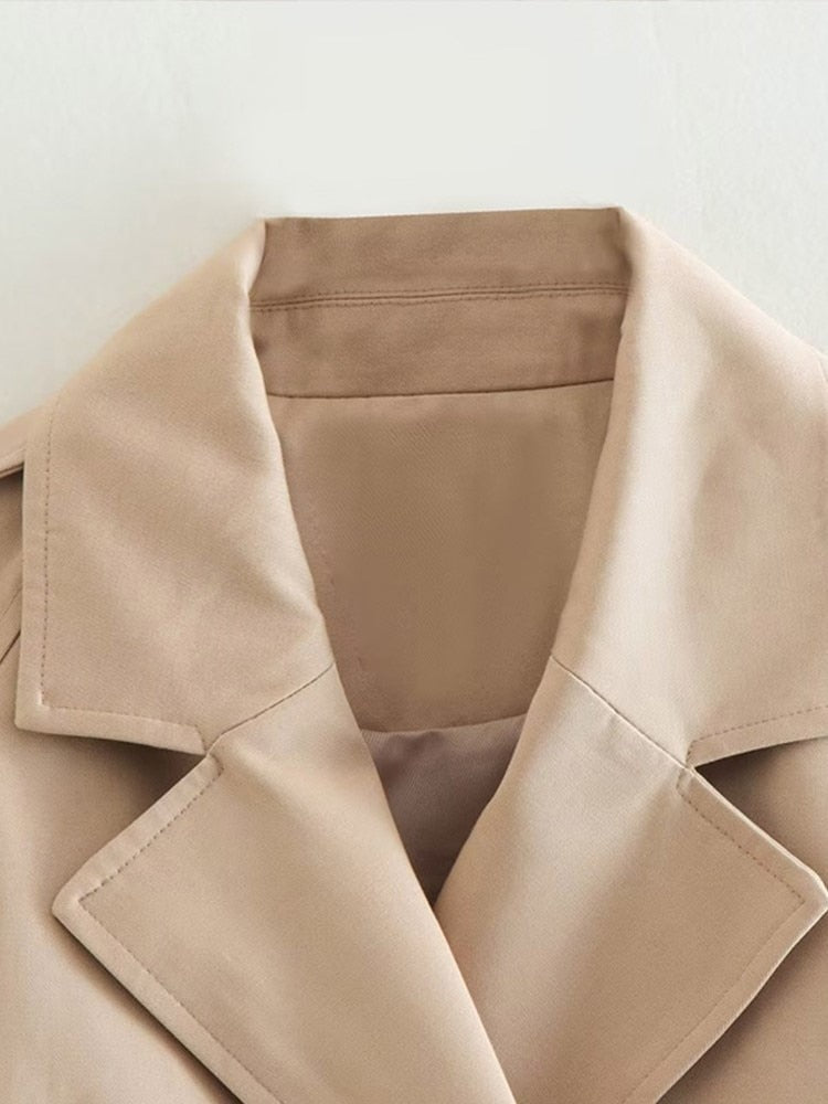 Sophia Dunleigh | Cropped Belted Trench Coat For Women