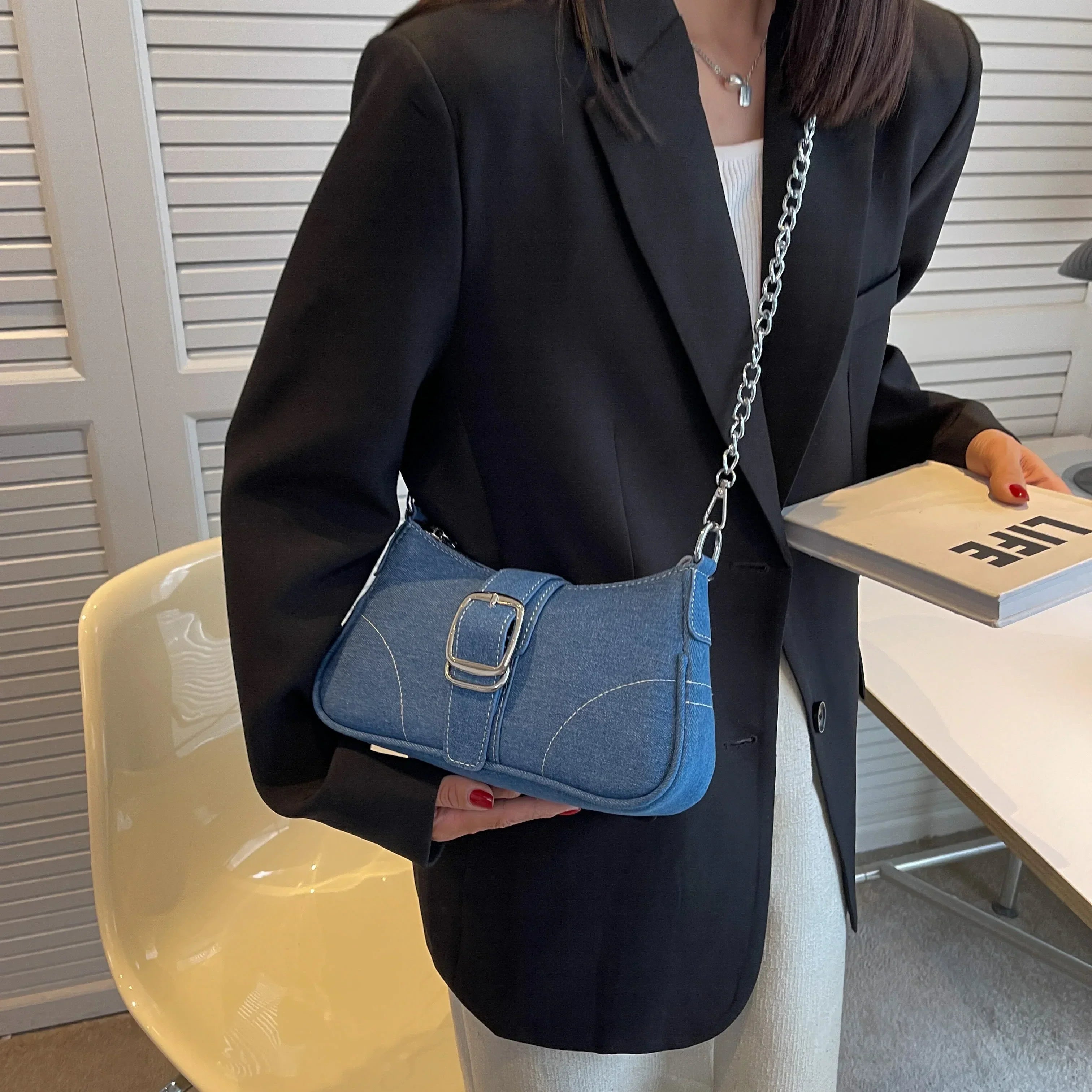 Corinna Ashwell | Denim Chain Shoulder Bag For Women