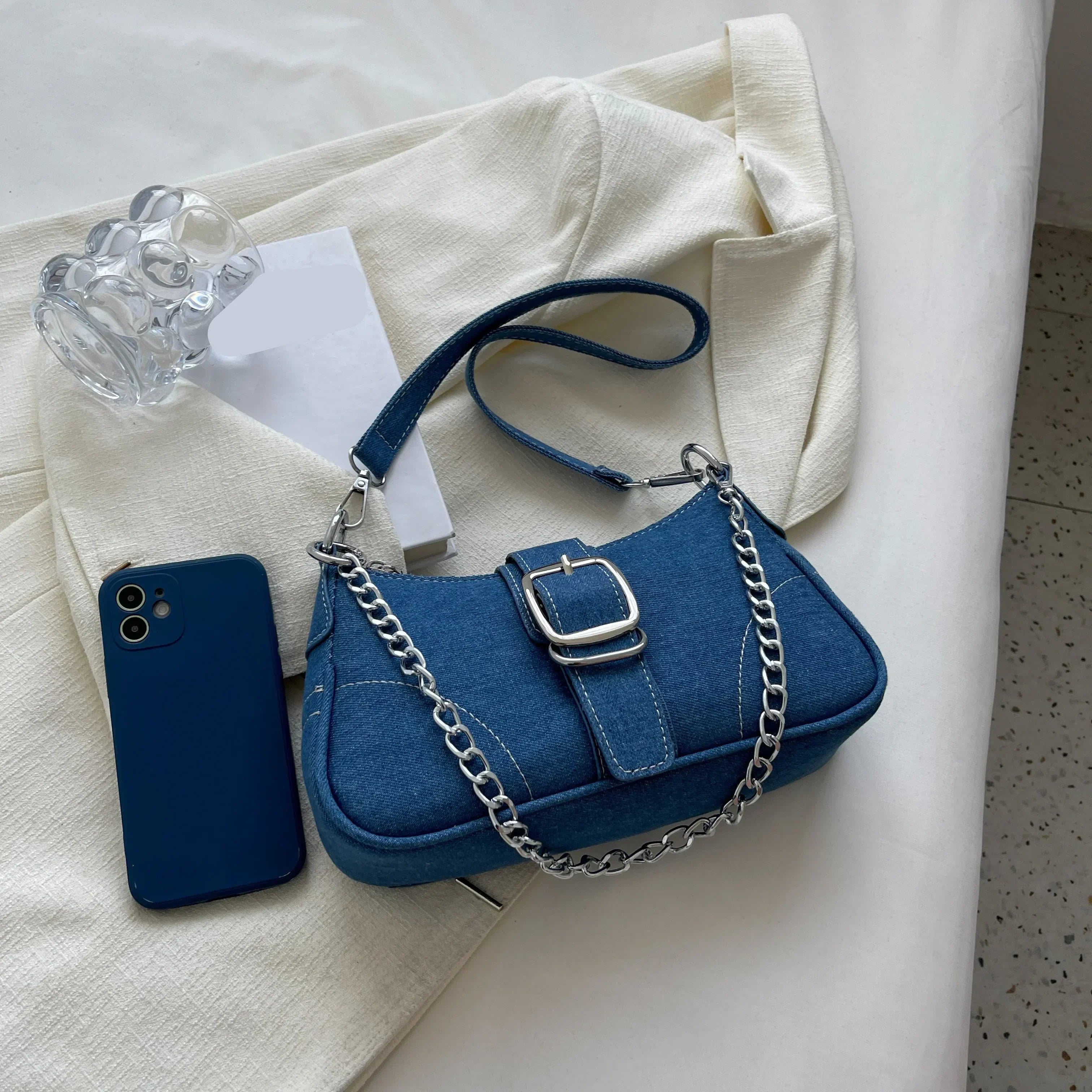 Corinna Ashwell | Denim Chain Shoulder Bag For Women