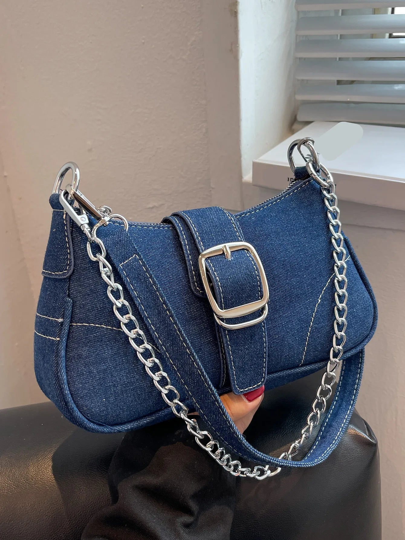 Corinna Ashwell | Denim Chain Shoulder Bag For Women