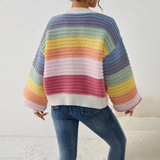 Harriet Goldengrove | Rainbow Stripe Cropped Cardigan For Women