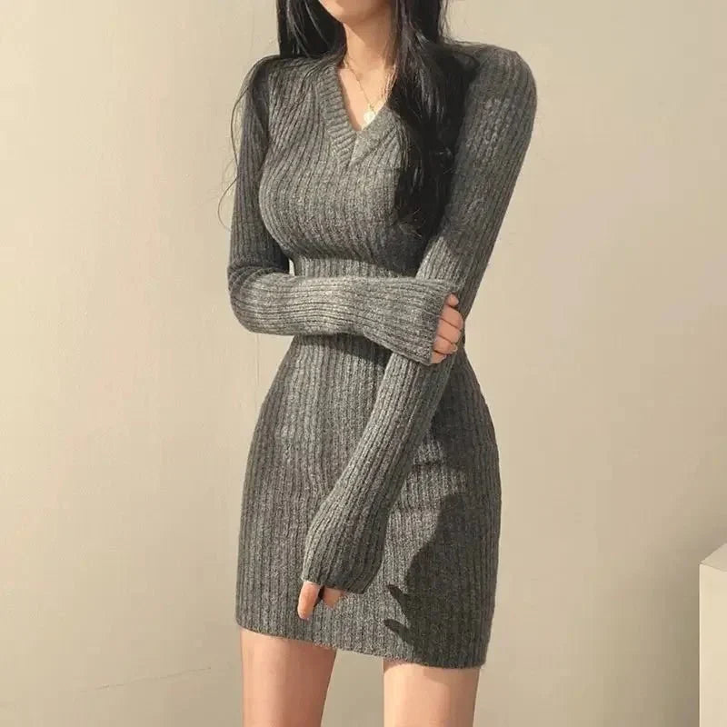 Nadine Wescott | Ribbed Knit Long Sleeve Mini Dress For Women