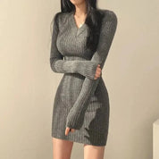 Nadine Wescott | Ribbed Knit Long Sleeve Mini Dress For Women