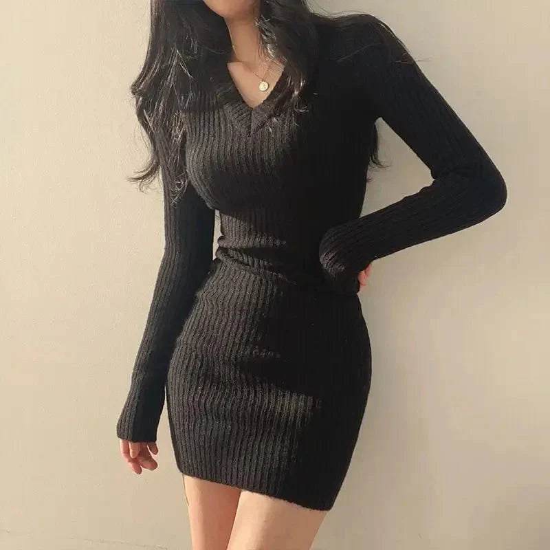 Nadine Wescott | Ribbed Knit Long Sleeve Mini Dress For Women