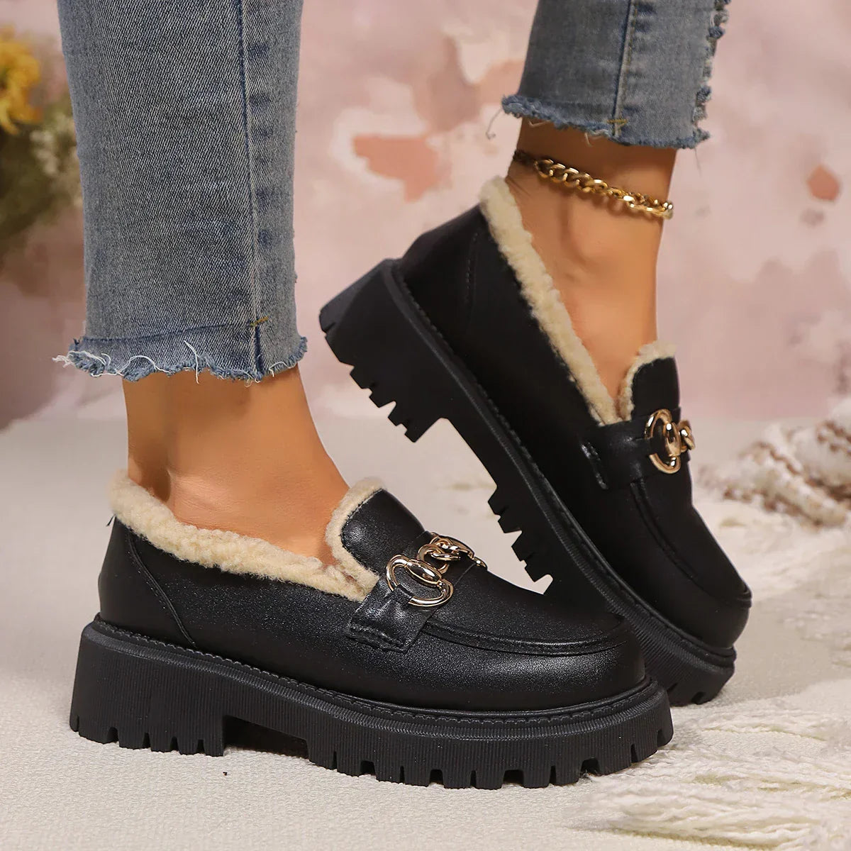 Vivienne Stoneham | Fur-Lined Platform Loafers For Women