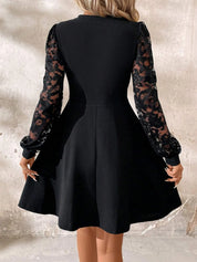 Clarissa Dunmore | Black Lace Sleeve Mini Dress For Women
