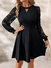Clarissa Dunmore | Black Lace Sleeve Mini Dress For Women
