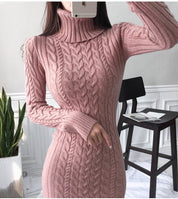 Sylvaine Darcourt | Cable Knit Turtleneck Midi Dress For Women