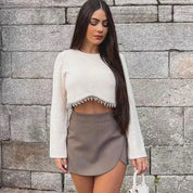 Elara Voss | High Waist Asymmetric Mini Skirt For Women