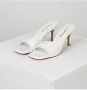 Lisette Vaumont | Nude Patent Heeled Mule Sandals For Women