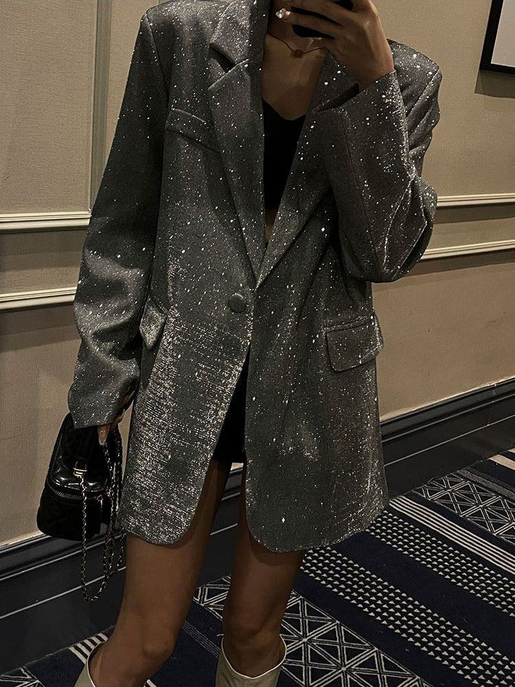 Odette Fairvale | Glitter Oversized Blazer For Women