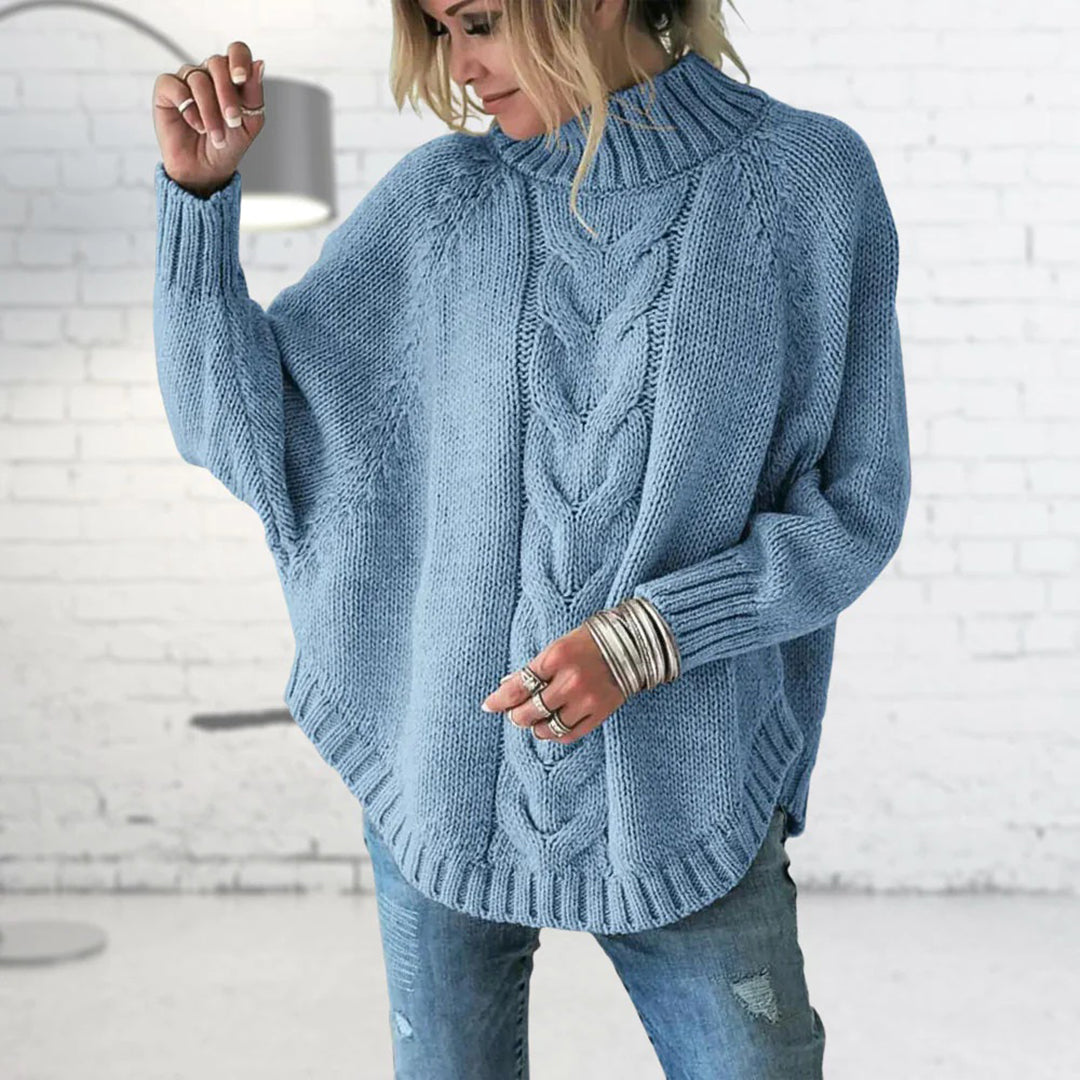 Helena Sincroft | Oversized Cable Knit Turtleneck Sweater For Women