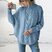 Helena Sincroft | Oversized Cable Knit Turtleneck Sweater For Women