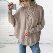 Helena Sincroft | Oversized Cable Knit Turtleneck Sweater For Women
