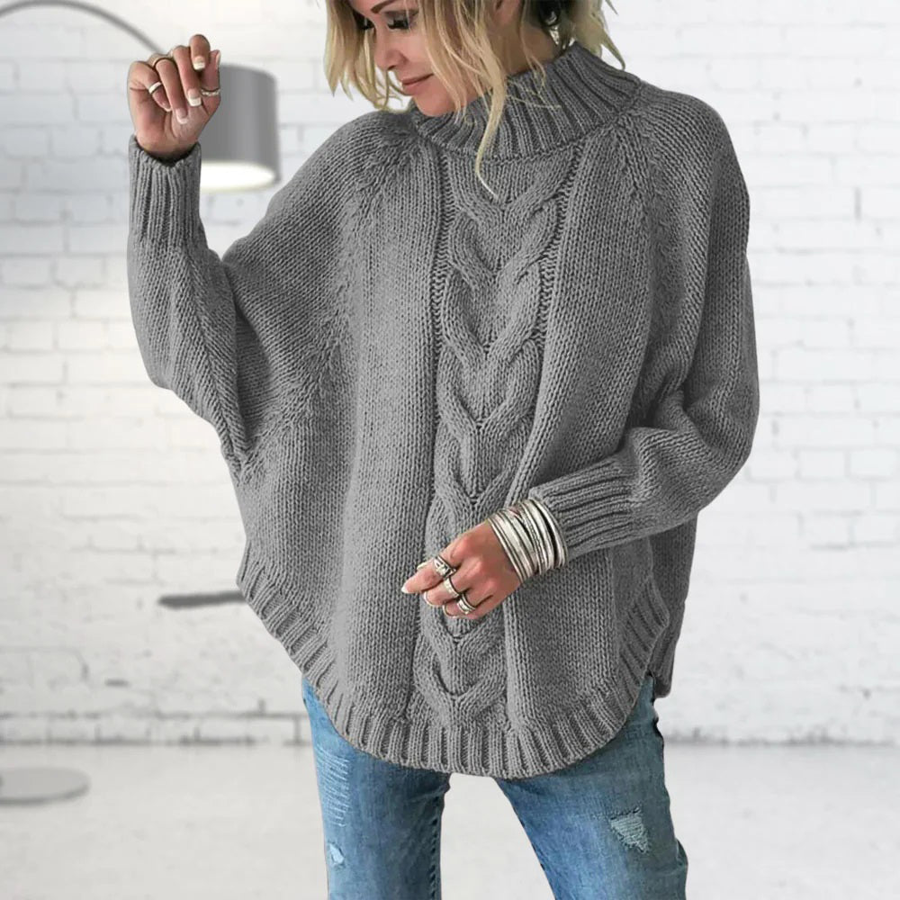 Helena Sincroft | Oversized Cable Knit Turtleneck Sweater For Women