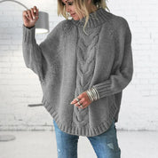 Helena Sincroft | Oversized Cable Knit Turtleneck Sweater For Women