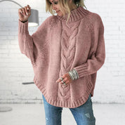 Helena Sincroft | Oversized Cable Knit Turtleneck Sweater For Women