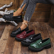 Harriet Colbourne | Croc-Embossed Black Platform Loafers For Women