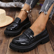 Harriet Colbourne | Croc-Embossed Black Platform Loafers For Women