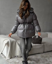 Harriet Elmsworth | Belted Puffer Jacket with Hood For Women