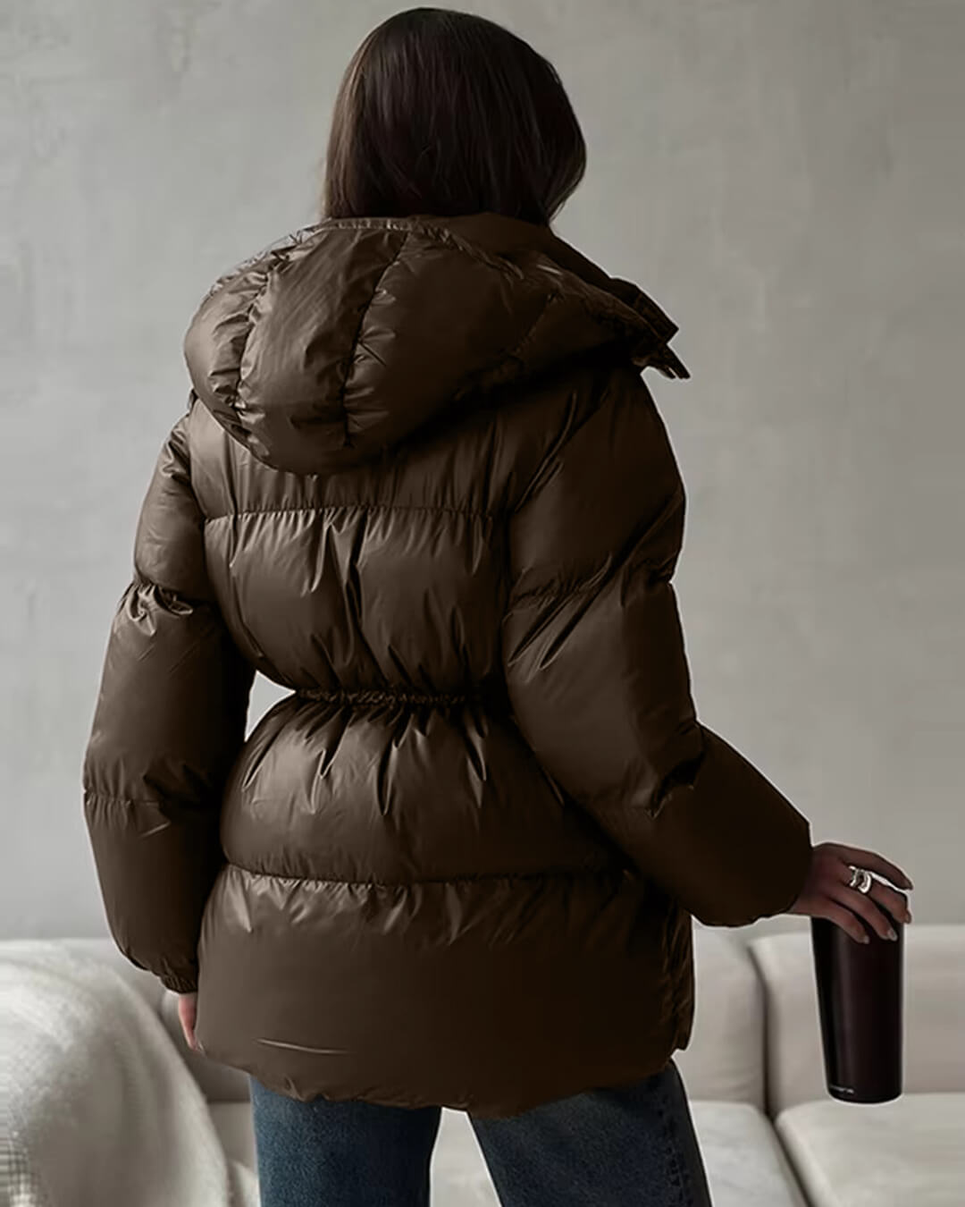 Harriet Elmsworth | Belted Puffer Jacket with Hood For Women
