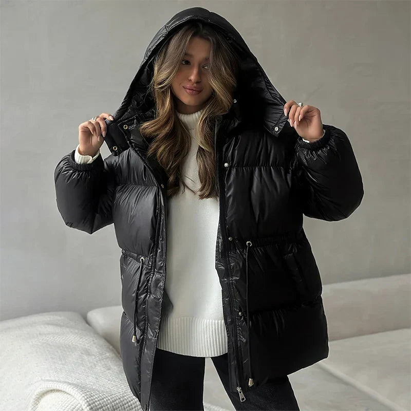Harriet Elmsworth | Belted Puffer Jacket with Hood For Women