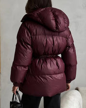 Harriet Elmsworth | Belted Puffer Jacket with Hood For Women