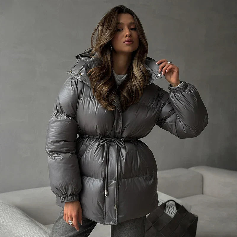 Harriet Elmsworth | Belted Puffer Jacket with Hood For Women