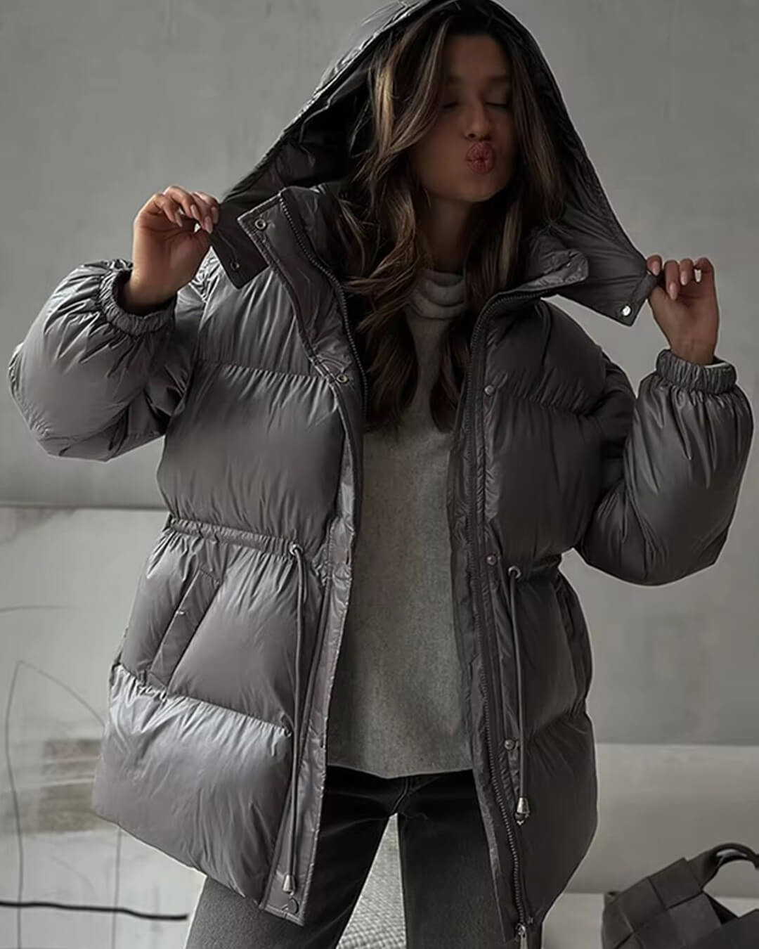 Harriet Elmsworth | Belted Puffer Jacket with Hood For Women