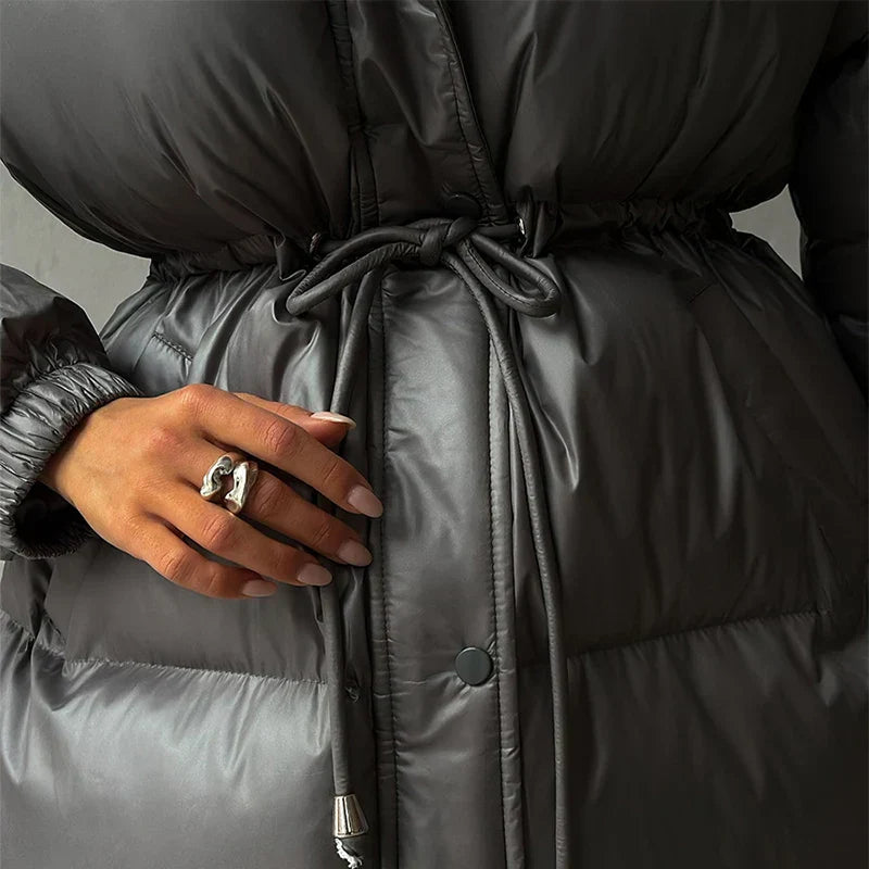 Harriet Elmsworth | Belted Puffer Jacket with Hood For Women