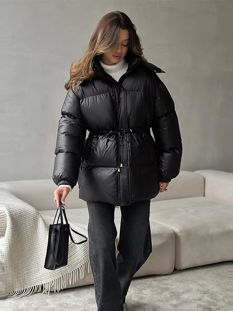 Harriet Elmsworth | Belted Puffer Jacket with Hood For Women