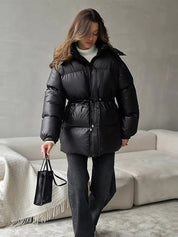 Harriet Elmsworth | Belted Puffer Jacket with Hood For Women