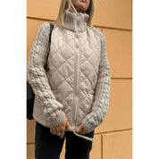 Phoebe Winthorpe | Quilted Zip-Front Jacket with Knit Sleeves For Women